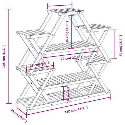 vidaXL blomsterstativ 110x25x105 cm massivt fyrretræ