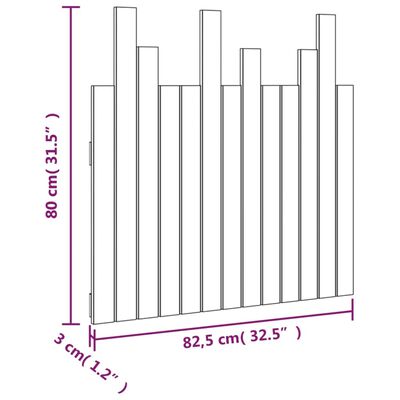 vidaXL sengegavl 82,5x3x80 cm massivt fyrretræ sort