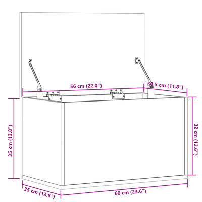 vidaXL opbevaringsboks 60x35x35 cm konstrueret træ røget egetræsfarve