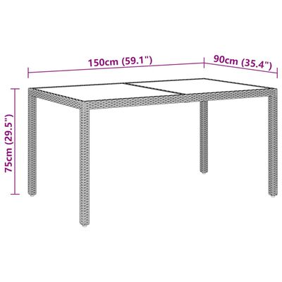 vidaXL spisebordssæt til haven 7 dele polyrattan og hærdet glas sort