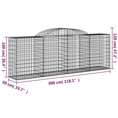 vidaXL buede gabionkurve 7 stk. 300x50x100/120 cm galvaniseret jern