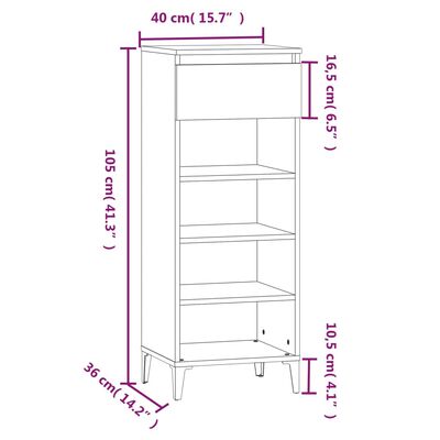 vidaXL skoreol 40x36x105 cm konstrueret træ sonoma-eg