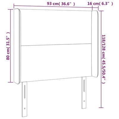 vidaXL sengegavl med LED-lys 93x16x118/128 cm stof blå