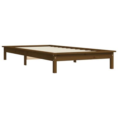 vidaXL sengeramme 75x190 cm Small Single massivt fyrretræ gyldenbrun