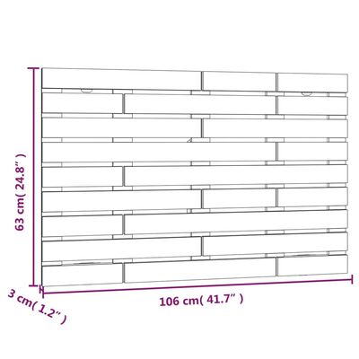 vidaXL sengegavl 106x3x63 cm massivt fyrretræ