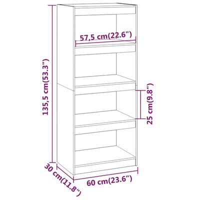 vidaXL bogreol/rumdeler 60x30x135,5 cm fyrretræ gyldenbrun