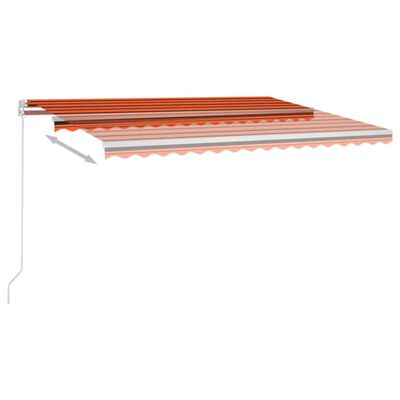 vidaXL markise m. LED-lys 400x350 cm manuel betjening orange og brun