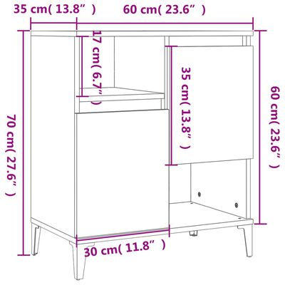 vidaXL skænke 2 stk. 60x35x70 cm konstrueret træ sort