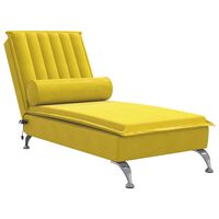 vidaXL chaiselong med massage og pude fløjl gul