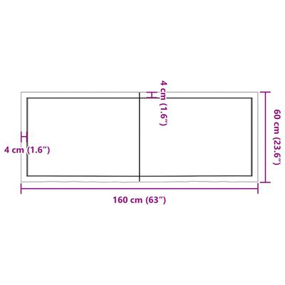 vidaXL bordplade 160x60x(2-6) cm ubehandlet massivt egetræ