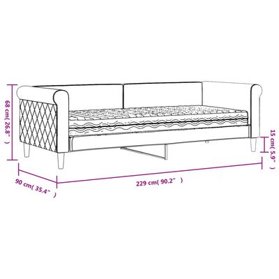 vidaXL daybed med madras 80x200 cm velour mørkegrøn