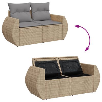 vidaXL 2-personers havesofa med hynder polyrattan beige