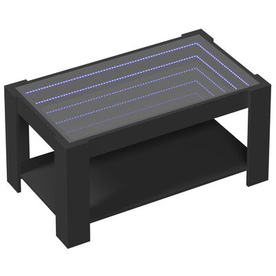 vidaXL sofabord med LED-lys 93x53x45 cm konstrueret træ sort