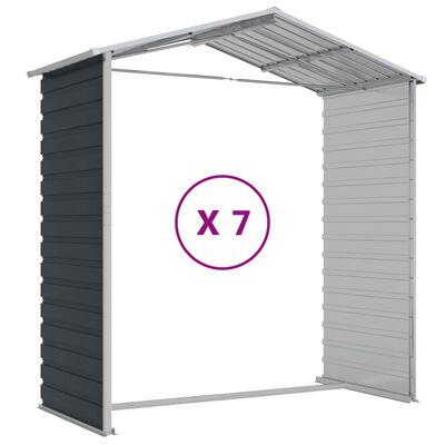 vidaXL haveskur 191x640x198 cm galvaniseret stål antracitgrå