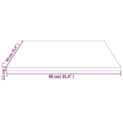 vidaXL bordplade 90x90x2,5 cm firkantet massivt fyrretræ