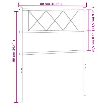 vidaXL sengegavl 75 cm metal sort