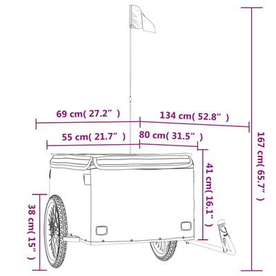 vidaXL cykelanhænger 45 kg jern sort