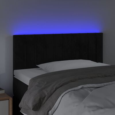 vidaXL sengegavl med LED-lys 100x5x78/88 cm fløjl sort