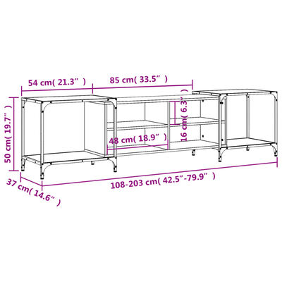 vidaXL tv-bord 203x37x50 cm konstrueret træ sort