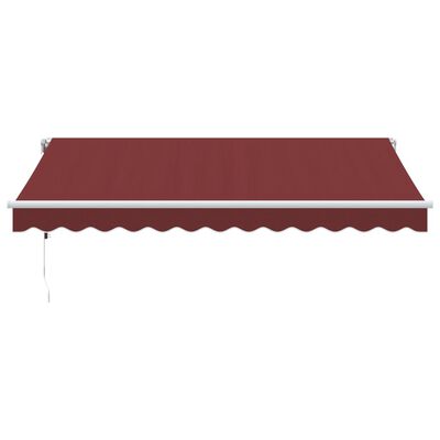 vidaXL markise med LED-lys 350x250 cm automatisk betjening bordeaux