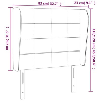 vidaXL sengegavl med kanter 83x23x118/128 cm stof cremefarvet