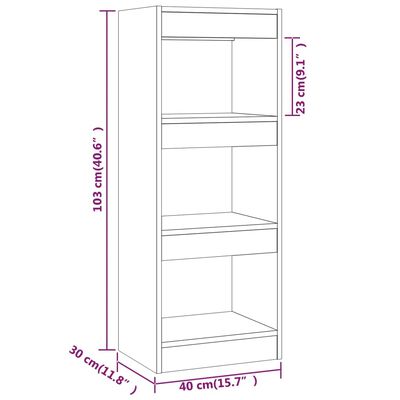 vidaXL bogreol/rumdeler 40x30x103 cm konstrueret træ røget egetræ