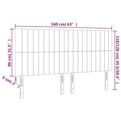 vidaXL sengegavl med LED-lys 160x5x118/128 cm fløjl mørkegrå