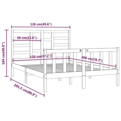 vidaXL sengeramme 120x200 cm massivt fyrretræ