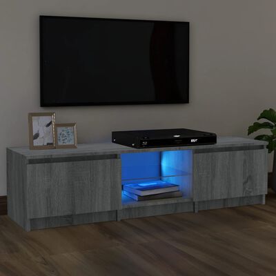 vidaXL tv-bord med LED-lys 140x40x35,5 cm grå sonoma-eg