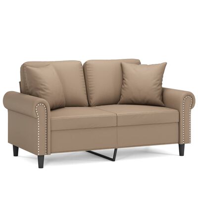 vidaXL 2-personers sofa med pyntepuder 120 cm kunstlæder cappuccino