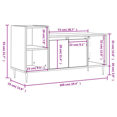 vidaXL tv-bord 100x35x55 cm konstrueret træ grå sonoma-eg