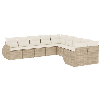 vidaXL sofasæt til haven 10 dele med hynder polyrattan beige