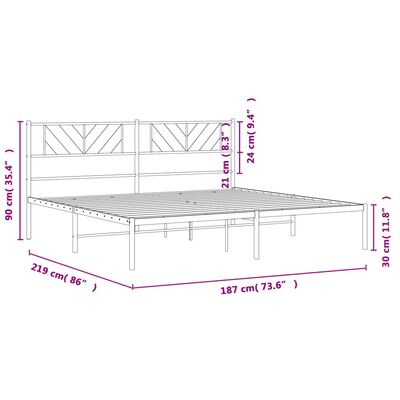 vidaXL sengeramme med sengegavl 183x213 cm metal hvid