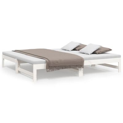 vidaXL daybed med udtræk 2x(75x190) cm massivt fyrretræ hvid