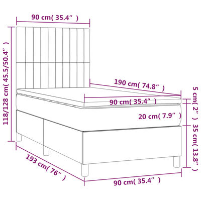 vidaXL kontinentalseng med madras 90x190 cm fløjl sort