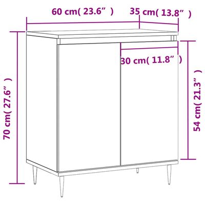 vidaXL skænk 60x35x70 cm konstrueret træ betongrå