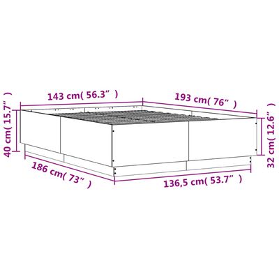 vidaXL sengestel 140x190 cm konstrueret træ røget egetræsfarve