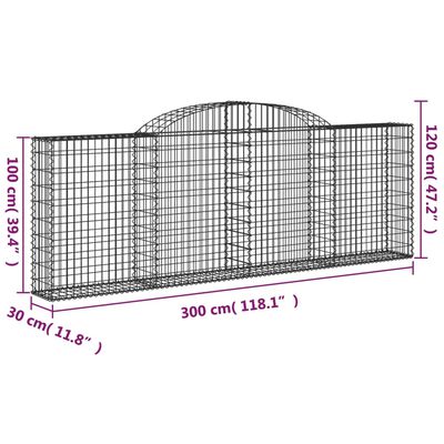 vidaXL buede gabionkurve 13 stk. 300x30x100/120 cm galvaniseret jern