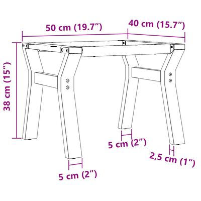 vidaXL bordben til sofabord 50x40x38 cm Y-stel støbejern