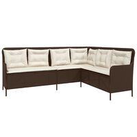 vidaXL havesofa med hynder L-formet polyrattan brun