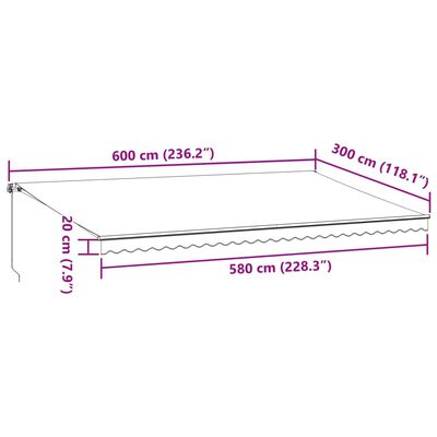 vidaXL markise med LED-lys 600x300 cm automatisk betjening brun