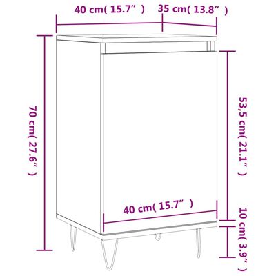 vidaXL skænke 2 stk. 40x35x70 cm konstrueret træ hvid højglans