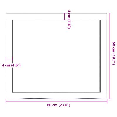 vidaXL bordplade til badeværelse 60x50x(2-6) cm massivt træ mørkebrun