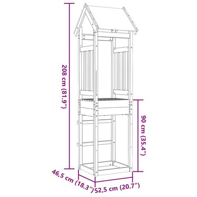 vidaXL legetårn 52,5x46,5x208 cm massivt douglasgran