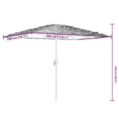 vidaXL haveparasol med stålstang 300x200x250 cm brun