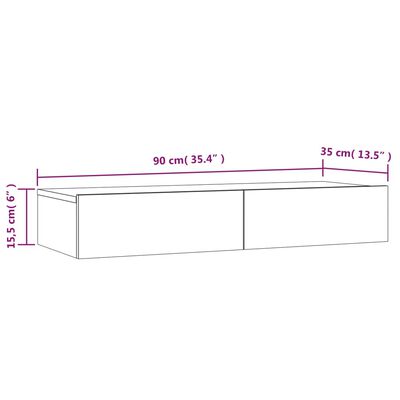 vidaXL tv-skab med LED-lys 90x35x15,5 cm grå højglans