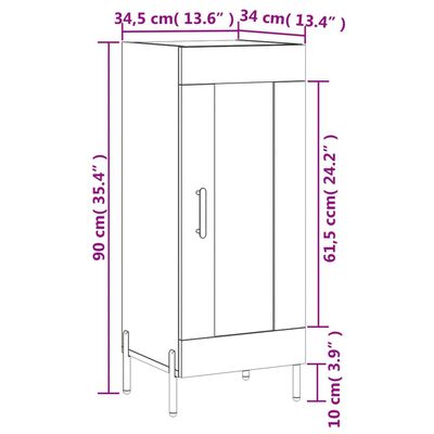 vidaXL skænk 34,5x34x90 cm konstrueret træ grå sonoma-eg