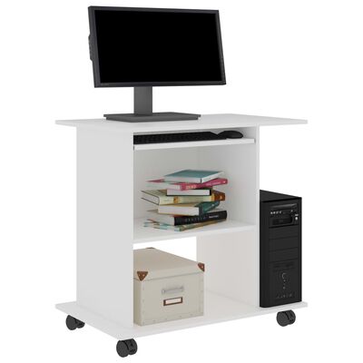 vidaXL computerbord 80x50x75 cm konstrueret træ hvid