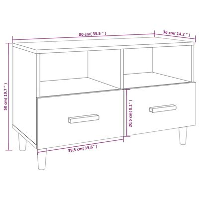 vidaXL tv-bord 80x36x50 cm konstrueret træ grå sonoma-eg