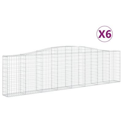 vidaXL buede gabionkurve 6 stk. 400x30x100/120 cm galvaniseret jern